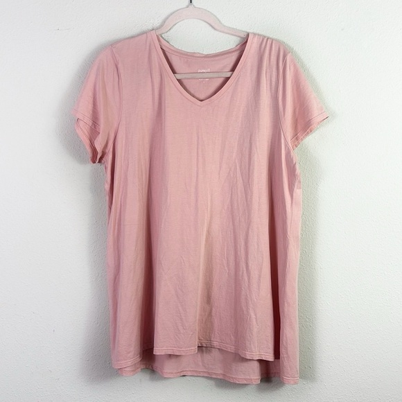 Pure Jill PJ Pima Elliptical Tee 100% Cotton Coral Cream Pink size Large - Picture 7 of 8